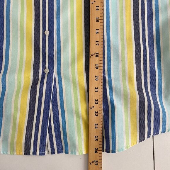 Foxcroft Wrinkle Free Fitted Button Shirt Size 18 Multicolor Stripe - Picture 9 of 10